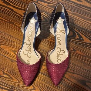 Sam Edelman Burgundy Pointed D'Orsay Heels